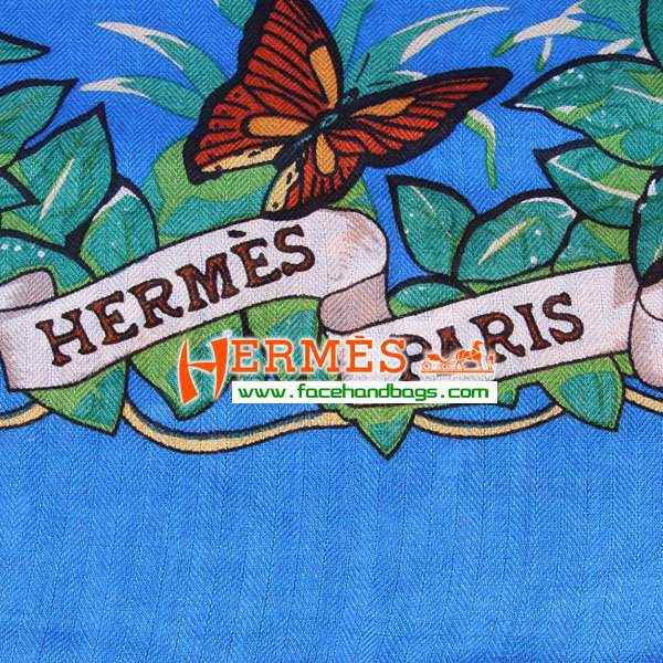Hermes Cashmere Square Scarf bLUE HECASS 140 x 140